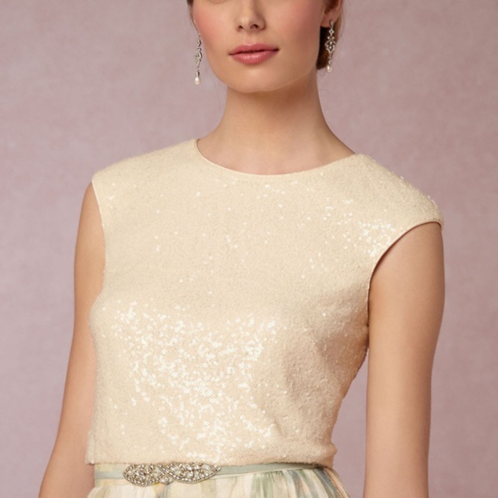 BHLDN Jenny Yoo Kaity Sequin Crop Top NEW